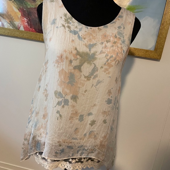 Via Signoria / EUC Silk Lace Tunic made in Italy Sz S - Picture 1 of 4